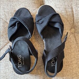 TOMS Black Canvas Twist-Strap Sandals